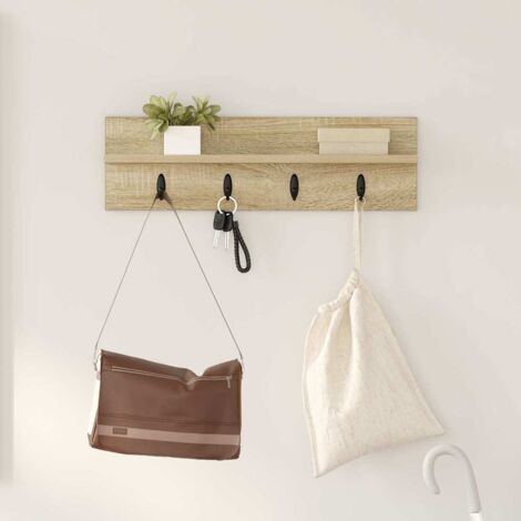 Perchero de pared con estante Roble Sonoma 60 x 10.5 x 18 cm vidaXL
