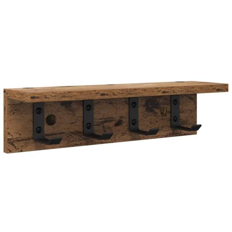 Perchero de pared con estante Madera vieja 40 x 10.5 x 10.5 cm vidaXL