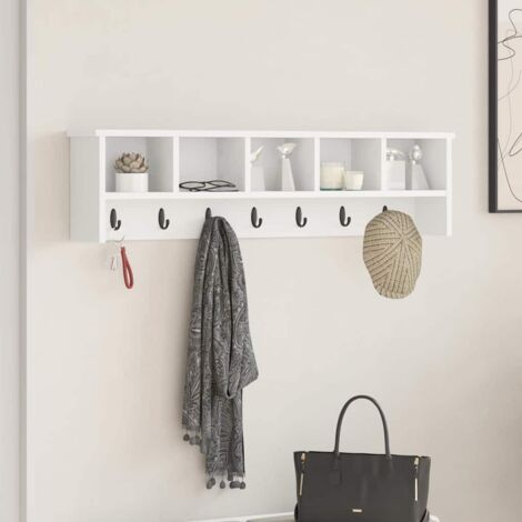 Perchero de pared Blanco 100 x 16 x 26 cm Madera contrachapada vidaXL