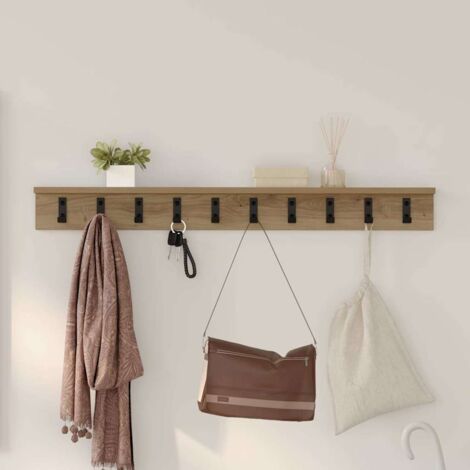 vidaXL Perchero de pared Roble artisan 100 x 10.5 x 10.5 cm