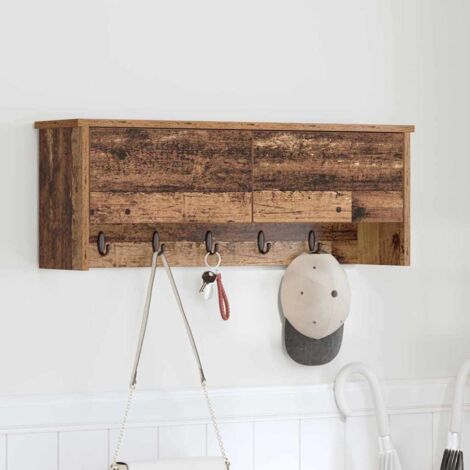 Perchero de pared con estante Madera vieja 80 x 20 x 30 cm vidaXL