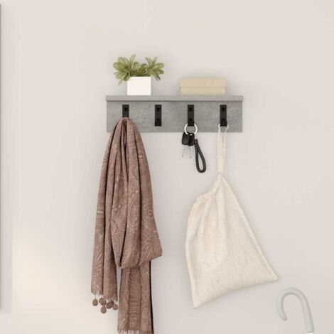 Perchero de pared con estante Gris hormigón 40 x 10.5 x 10.5 cm vidaXL