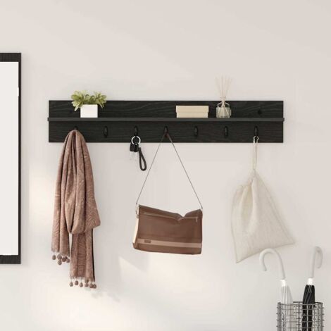 Perchero de pared con estante Roble negro 100 x 10.5 x 18 cm vidaXL