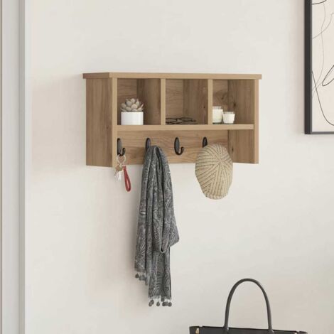 Perchero de pared con estante Roble artisan 50 x 16 x 26 cm vidaXL