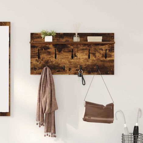 Perchero de pared con estante Roble ahumado 80 x 40 x 12 cm vidaXL