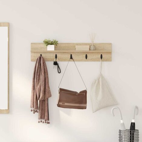 Perchero de pared con estante Roble Sonoma 80 x 10.5 x 18 cm vidaXL