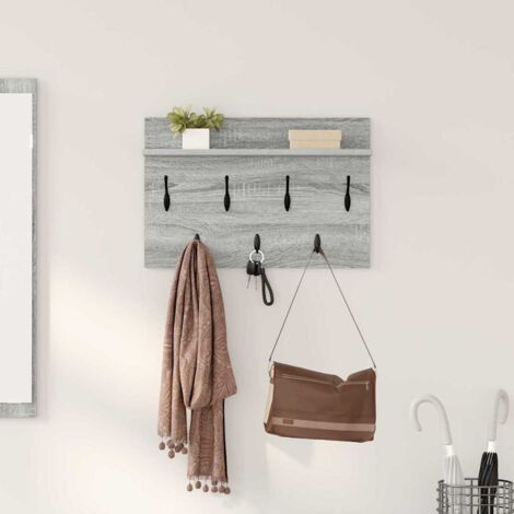 Perchero de pared con estante Gris sonoma 60 x 40 x 12 cm vidaXL
