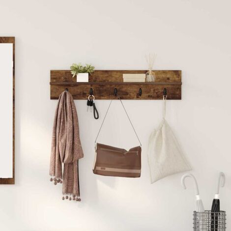 Perchero de pared con estante Roble ahumado 80 x 10.5 x 18 cm vidaXL