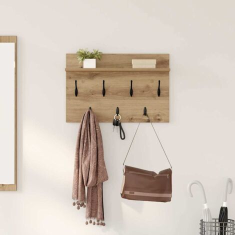 vidaXL Perchero de pared con estante Roble artisan 60 x 40 x 12 cm