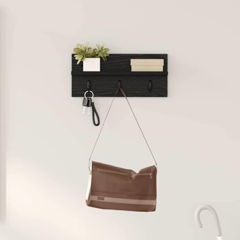 Perchero de pared con estante Roble negro 40 x 10.5 x 18 cm vidaXL