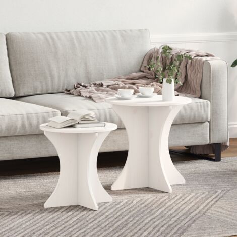 Mesa de Café 2 pcs Blanco 46 x 46 x 47 cm Madera maciza de pino vidaXL (1/5)