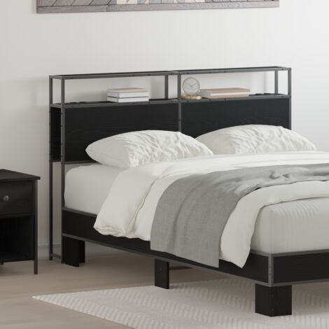Cabecera de almacenamiento con estante Roble negro 120 cm vidaXL (1/5)