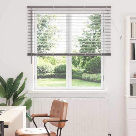 Persiana para Ventana con cortinas Manual Plateado Aluminio vidaXL