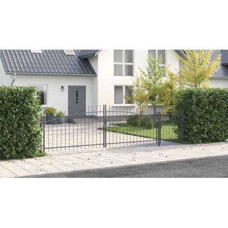 Puerta de jardín con cerradura Woerden Gris 100 x 500 cm Acero vidaXL