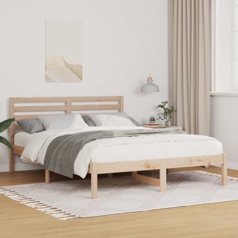 Estructura de cama Marrón 135 x 190 cm Madera de pino macizo vidaXL (1/5)
