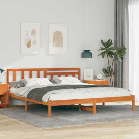 Estructura de cama con cabecera Marrón cera 200 x 200 cm vidaXL (1/5)
