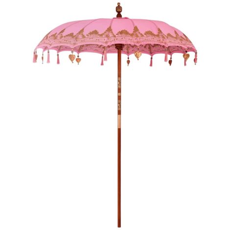 Parasol Balinés Rosa (180-190) x 260 cm Algodón y madera maciza vidaXL (1/5)