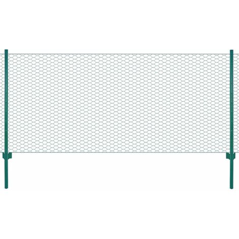 Valla de malla alambre con postes acero 25x0,5 m verde vidaXL