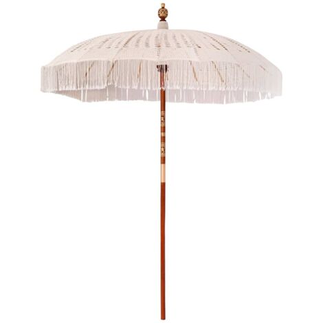Sombrilla Crema (185-195) x 250 cm Algodón y madera maciza vidaXL (1/5)