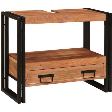 Mueble para lavabo de baño Madera maciza de Acacia y Hierro vidaXL