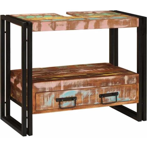 Mueble para lavabo de baño Madera maciza recuperada y hierro vidaXL