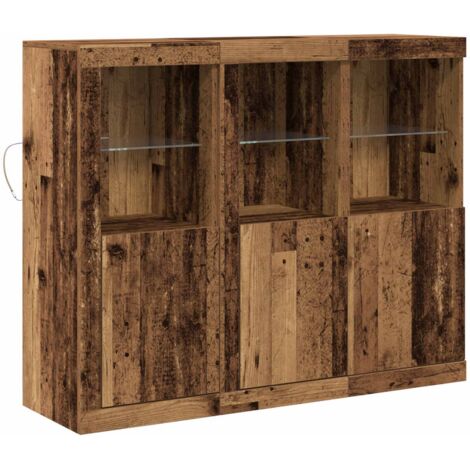 Aparador LED 3 pcs Madera vieja 123 x 37 x 100 cm vidaXL (1/5)