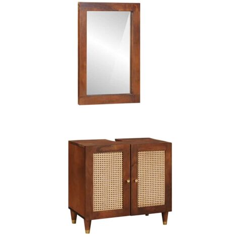 Mueble de Cuarto de Baño con estante 2 pcs Negro y dorado vidaXL (1/5)