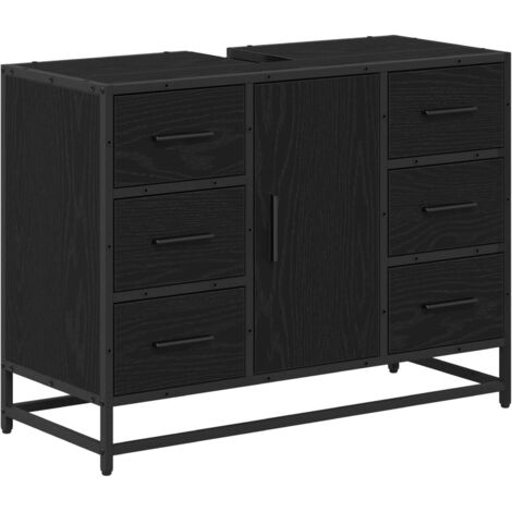 Mueble de Cuarto de Baño con cajón Roble Negro 80 x 33 x 60 cm vidaXL