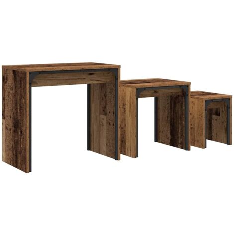 Mesa de Café 3 pcs Madera vieja Madera de ingeniería vidaXL