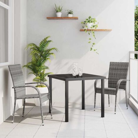 Conjunto de Comedor de Jardín 3 pcs Gris Poliratán vidaXL (1/5)