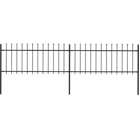 Valla de jardín con punta de lanza de acero 359x80 cm negra vidaXL