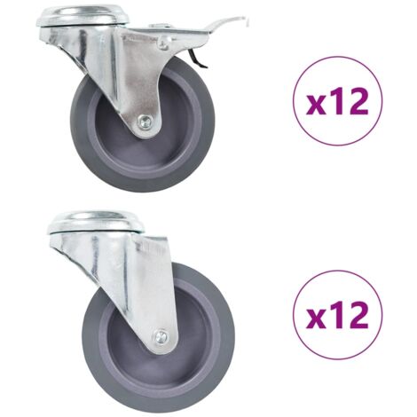 Ruedas giratorias con agujero pasador 24 unidades 75 mm vidaXL