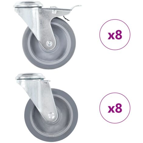 Ruedas giratorias con agujero pasador 16 unidades 100 mm vidaXL