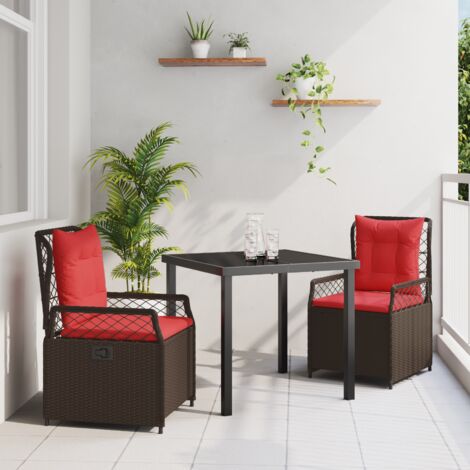 Conjunto de Comedor de Jardín 3 pcs Marrón ratán sintético vidaXL (1/5)