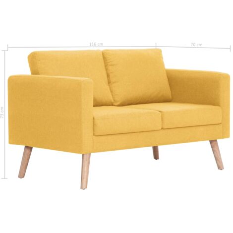 Sofá de 2 plazas de tela amarillo vidaXL