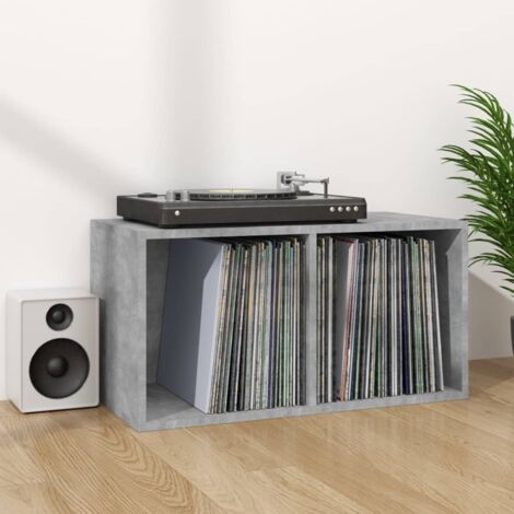 Caja para discos de vinilo madera contrachapada gris 71x34x36cm vidaXL
