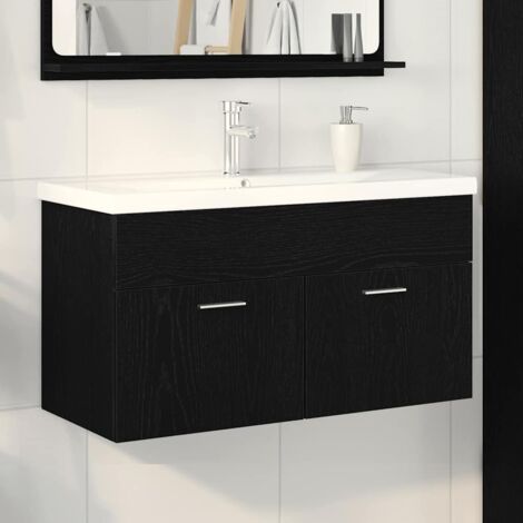Mueble de Cuarto de Baño Roble Negro 90 x 38,5 x 46 cm vidaXL (1/5)
