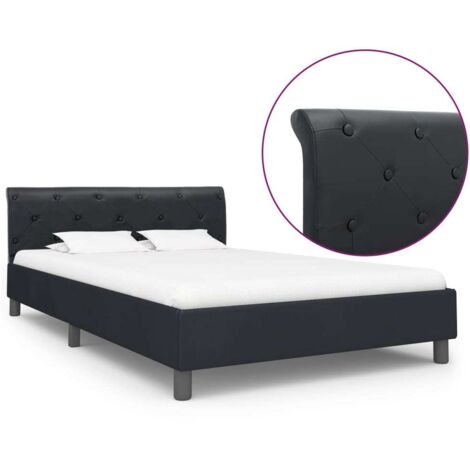 Estructura de cama sin colchón cuero sintético negro 140x200cm vidaXL