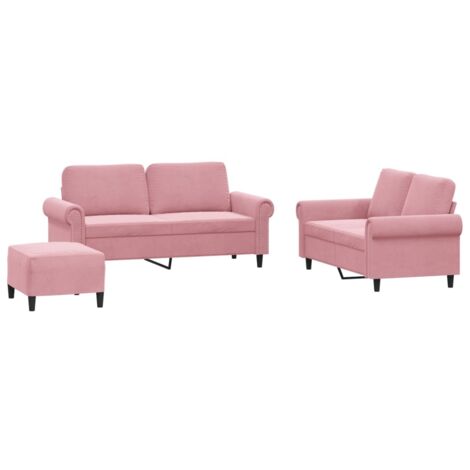 Juego de sofás con cojines 3 piezas terciopelo rosa vidaXL (1/5)