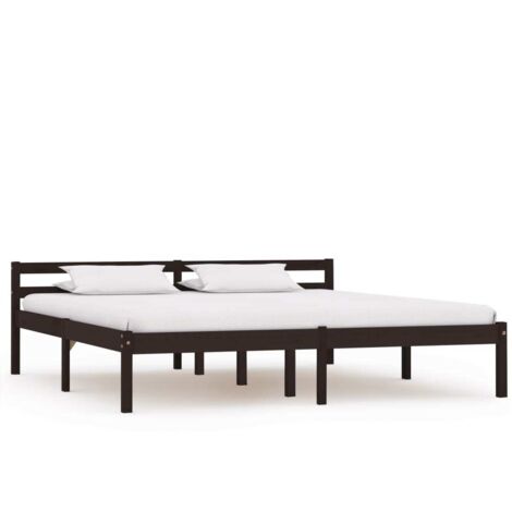 Estructura cama sin colchón madera pino marrón oscuro 160x200cm vidaXL