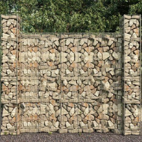 Cestas de muro de gaviones 3 uds acero galvanizado 25x25x197cm vidaXL