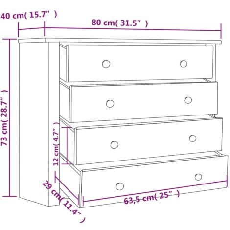 Armario auxiliar estilo Panamá madera pino blanco 80x40x73 cm vidaXL
