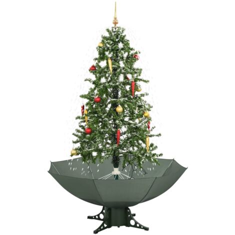 Árbol de Navidad con nieve con base en paraguas verde 170 cm vidaXL
