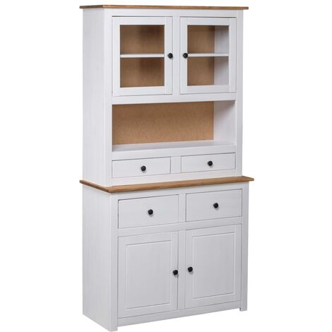 Aparador madera maciza pino estilo Panamá blanco 93x40,5x180 cm vidaXL