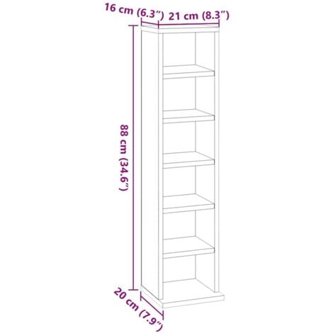 Estantería para CDs de madera contrachapada blanco 21x20x88 cm vidaXL