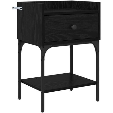 Mesita de Noche con cajón Roble Negro 40 x 29 x 60 cm vidaXL (1/5)