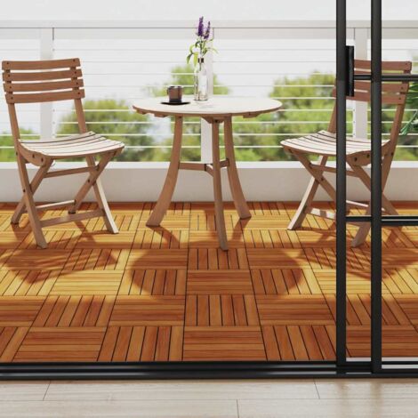 Baldosas de terraza diseño vertical 10 unidades acacia 30x30 cm vidaXL