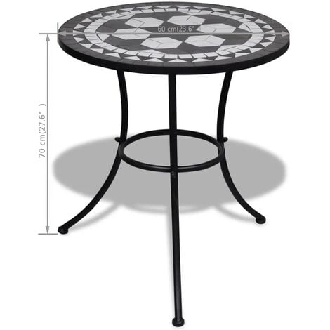 Mesa de bistro terraza mosaico negro y blanco 60 cm vidaXL