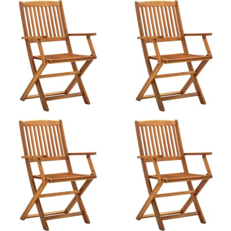 vidaXL Sillas de jardín plegables 4 unidades madera maciza de acacia
