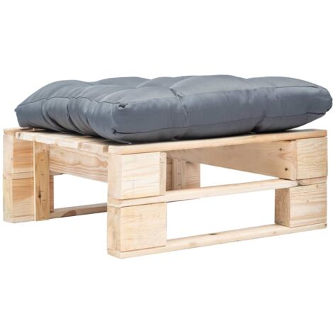 Otomana de palets de jardín con cojín gris madera natural vidaXL (1/4)